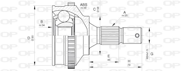 OPEN PARTS Шарнирный комплект, приводной вал CVJ5625.10